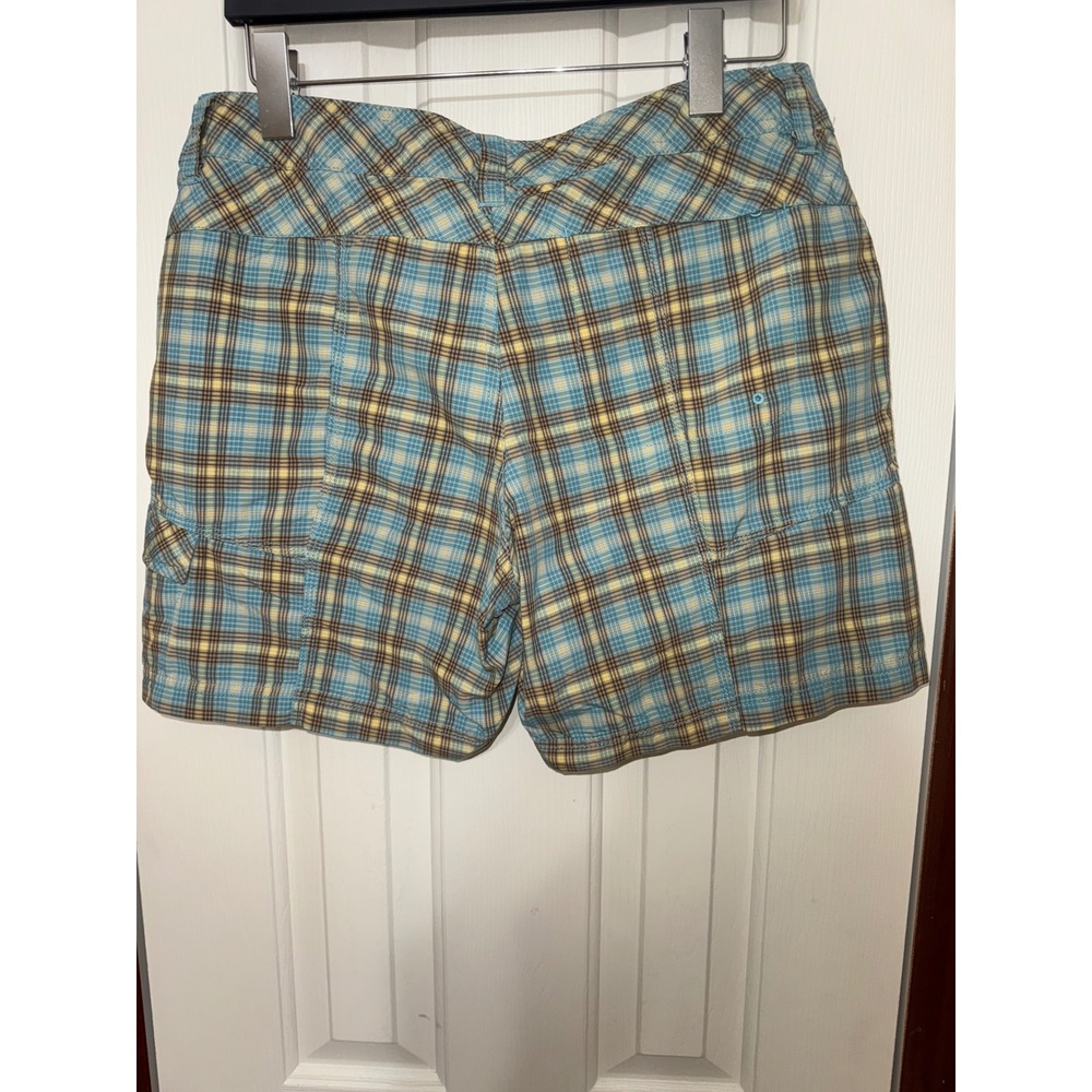 The North Face Plaid Hiking Shorts‎ Outdoor Casual Blue Brown Womens 12 - Picture 3 of 5